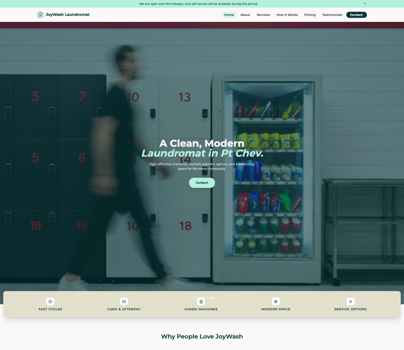 JoyWash Laundromat website screenshot